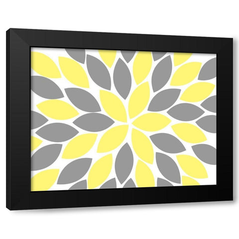 Yellow Foliage Floral II Black Modern Wood Framed Art Print by Robinson, Tamara