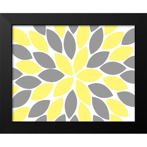 Yellow Foliage Floral II Black Modern Wood Framed Art Print by Robinson, Tamara