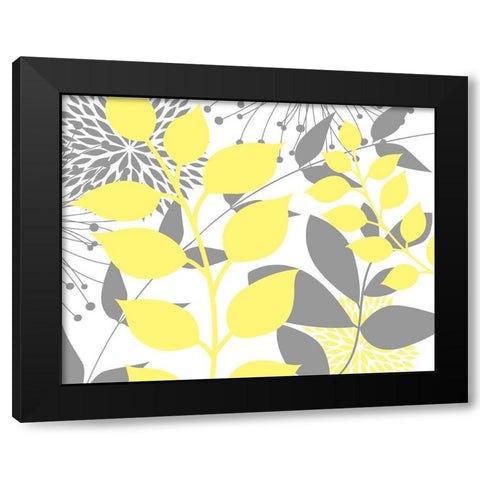 Yellow Foliage Floral III Black Modern Wood Framed Art Print by Robinson, Tamara