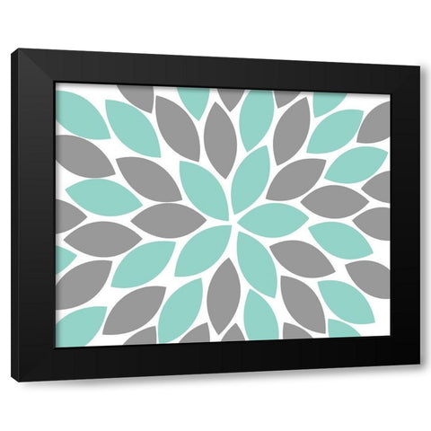 Teal Foliage Floral II Black Modern Wood Framed Art Print with Double Matting by Robinson, Tamara