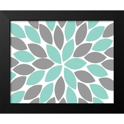 Teal Foliage Floral II Black Modern Wood Framed Art Print by Robinson, Tamara