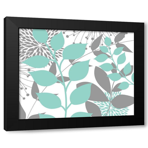 Teal Foliage Floral III Black Modern Wood Framed Art Print with Double Matting by Robinson, Tamara