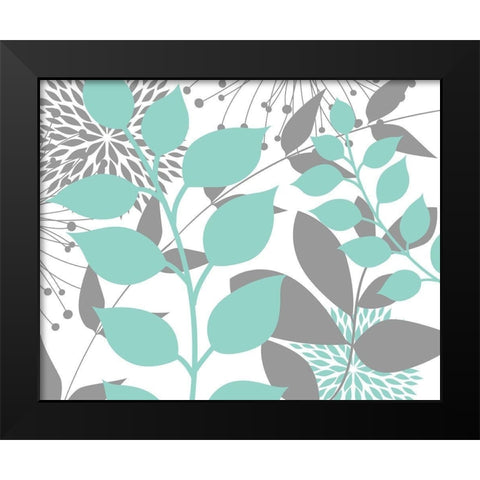Teal Foliage Floral III Black Modern Wood Framed Art Print by Robinson, Tamara