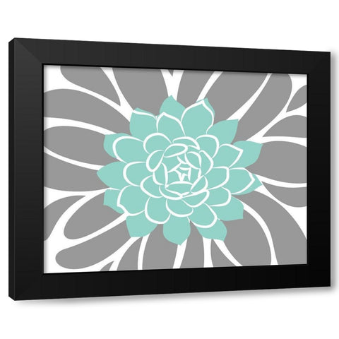 Teal Foliage Floral IV Black Modern Wood Framed Art Print by Robinson, Tamara