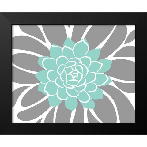 Teal Foliage Floral IV Black Modern Wood Framed Art Print by Robinson, Tamara