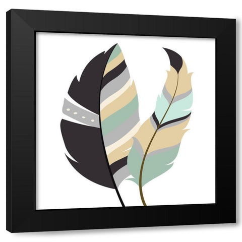 Feather I Black Modern Wood Framed Art Print with Double Matting by Robinson, Tamara