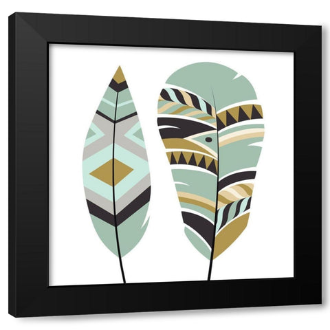 Feather II Black Modern Wood Framed Art Print with Double Matting by Robinson, Tamara