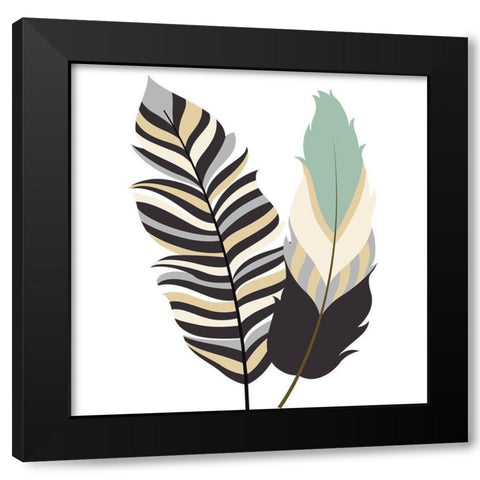 Feather III Black Modern Wood Framed Art Print with Double Matting by Robinson, Tamara