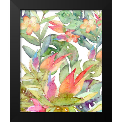 Tropical Watercolor Black Modern Wood Framed Art Print by Robinson, Tamara