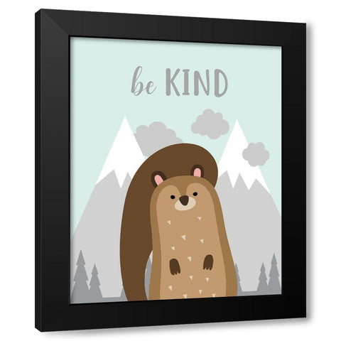 Be Kind Squirrel Black Modern Wood Framed Art Print with Double Matting by Robinson, Tamara