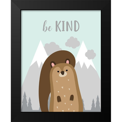 Be Kind Squirrel Black Modern Wood Framed Art Print by Robinson, Tamara