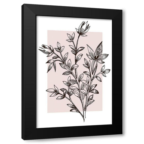 Botanical Branch Black Modern Wood Framed Art Print by Dundon, Denise