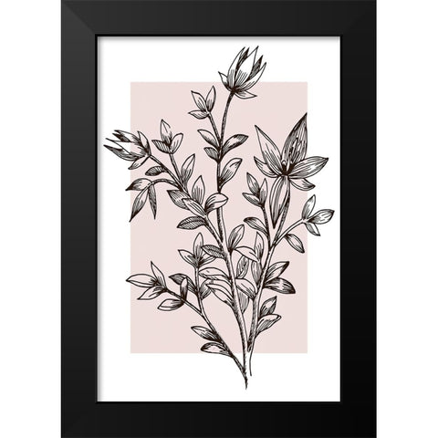 Botanical Branch Black Modern Wood Framed Art Print by Dundon, Denise