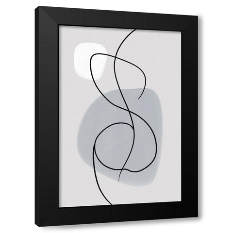 Curvy Lines Black Modern Wood Framed Art Print with Double Matting by Dundon, Denise