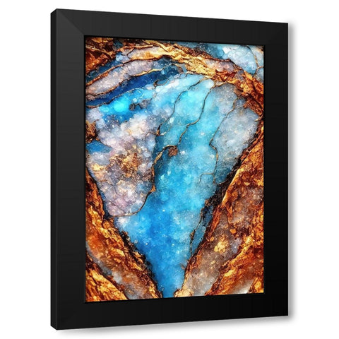 Aqua Pegmatite Black Modern Wood Framed Art Print with Double Matting by Dundon, Denise