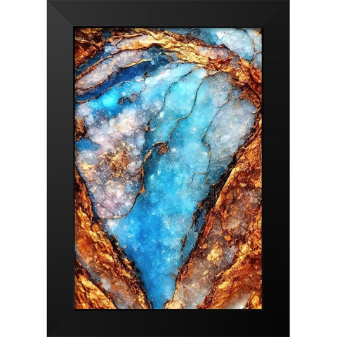 Aqua Pegmatite Black Modern Wood Framed Art Print by Dundon, Denise