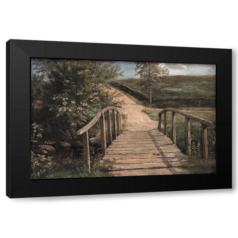 Wooden Bridge Black Modern Wood Framed Art Print by Dundon, Denise