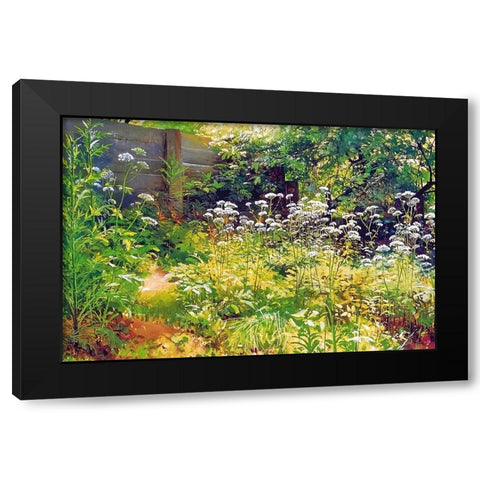 Garden Corner Black Modern Wood Framed Art Print with Double Matting by Dundon, Denise