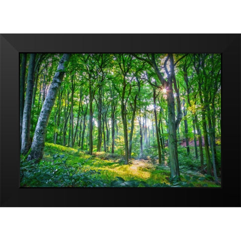 Emerald Forest Black Modern Wood Framed Art Print by Dundon, Denise