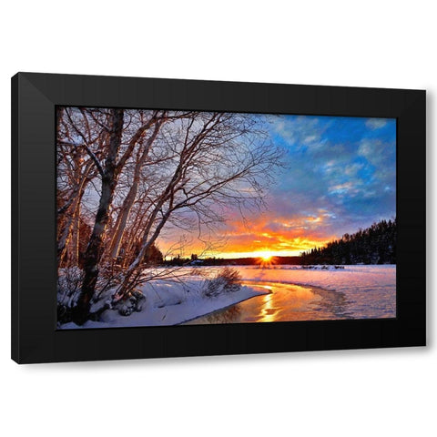 Winter Twilight Black Modern Wood Framed Art Print with Double Matting by Dundon, Denise