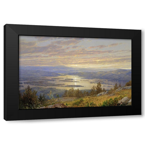 Lake Squam Black Modern Wood Framed Art Print with Double Matting by Dundon, Denise