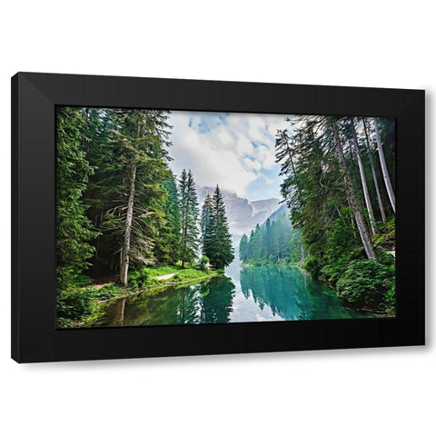 Quiet Mountain Lake Black Modern Wood Framed Art Print by Dundon, Denise