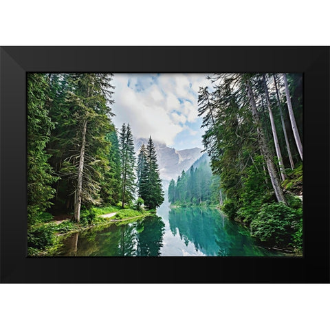Quiet Mountain Lake Black Modern Wood Framed Art Print by Dundon, Denise