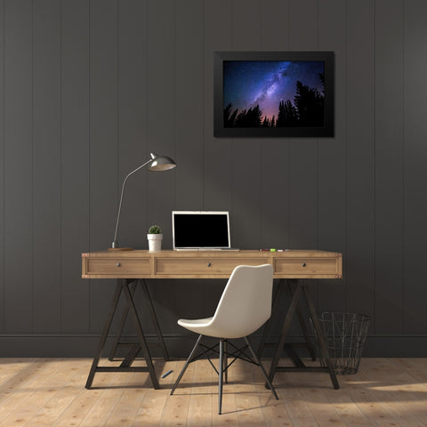 Conifers and Milky Way Black Modern Wood Framed Art Print by Dundon, Denise