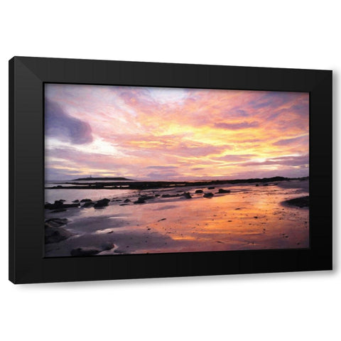 Golden Sunrise Black Modern Wood Framed Art Print by Dundon, Denise