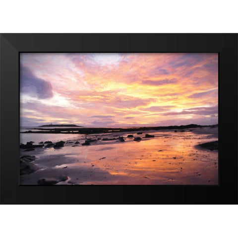 Golden Sunrise Black Modern Wood Framed Art Print by Dundon, Denise