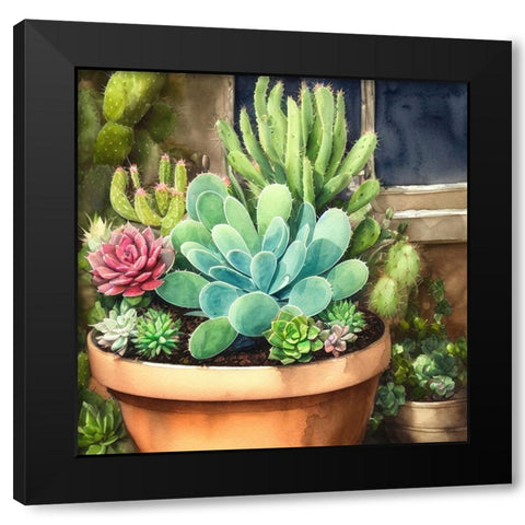 Cacti and Succulents II Black Modern Wood Framed Art Print by Dundon, Denise