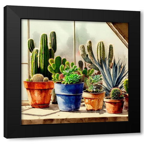 Cacti and Succulents V Black Modern Wood Framed Art Print with Double Matting by Dundon, Denise