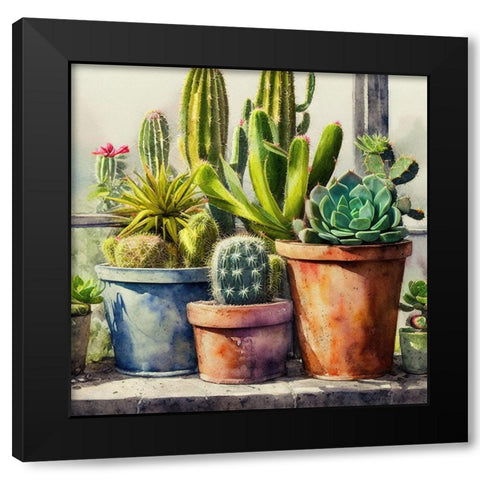 Cacti and Succulents XIII Black Modern Wood Framed Art Print by Dundon, Denise