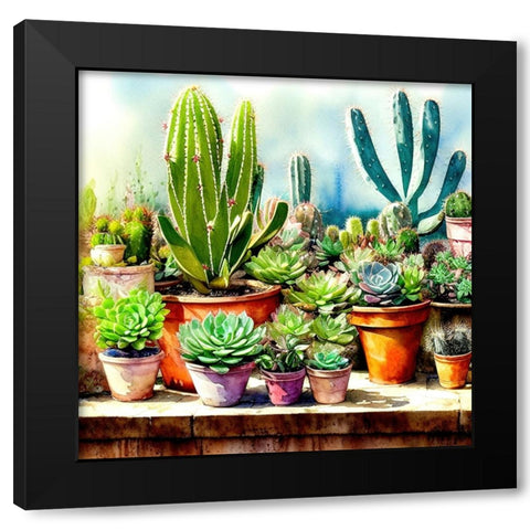 Cacti and Succulents XVIII Black Modern Wood Framed Art Print with Double Matting by Dundon, Denise