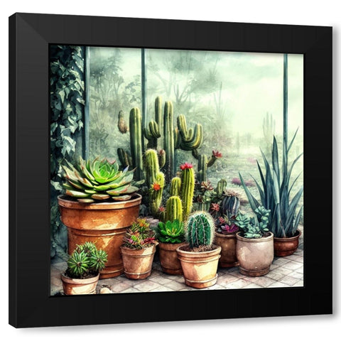 Cacti and Succulents XXI Black Modern Wood Framed Art Print with Double Matting by Dundon, Denise