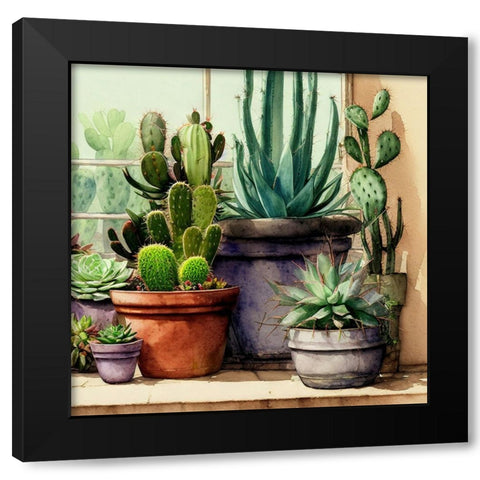 Cacti and Succulents XXIII Black Modern Wood Framed Art Print with Double Matting by Dundon, Denise