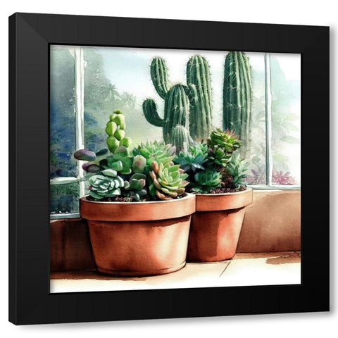 Cacti and Succulents XXV Black Modern Wood Framed Art Print with Double Matting by Dundon, Denise