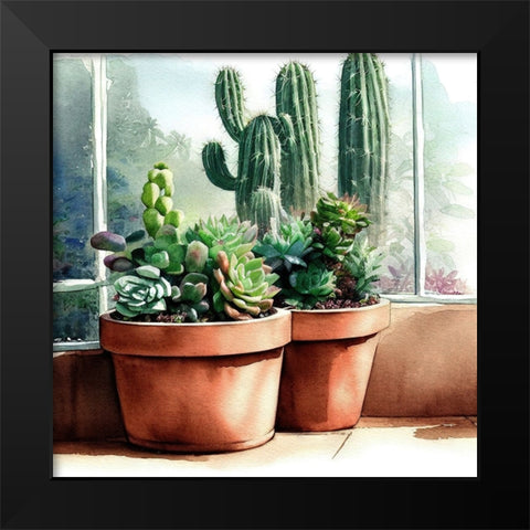 Cacti and Succulents XXV Black Modern Wood Framed Art Print by Dundon, Denise