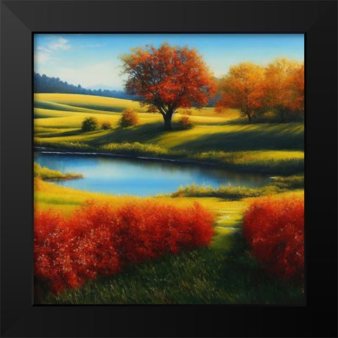 Ablaze with Colors Black Modern Wood Framed Art Print by Dundon, Denise