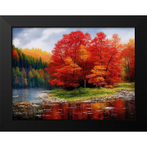 Fall Finery Black Modern Wood Framed Art Print by Dundon, Denise