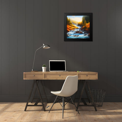 Riverside in Autumn Black Modern Wood Framed Art Print by Dundon, Denise