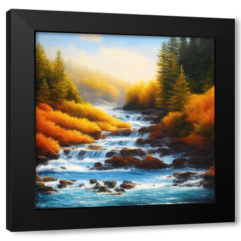 Riverside in Autumn Black Modern Wood Framed Art Print with Double Matting by Dundon, Denise