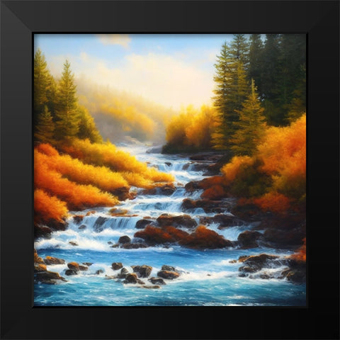 Riverside in Autumn Black Modern Wood Framed Art Print by Dundon, Denise