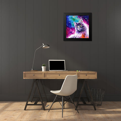 Galaxy Cat III Black Modern Wood Framed Art Print by Dundon, Denise