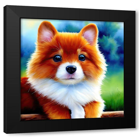 Puppy II Black Modern Wood Framed Art Print by Dundon, Denise