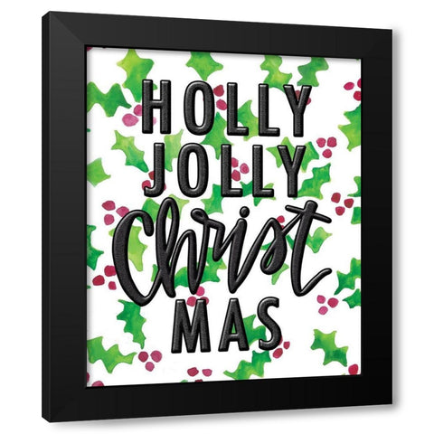 Holly Jolly Black Modern Wood Framed Art Print with Double Matting by Wieners, Valerie