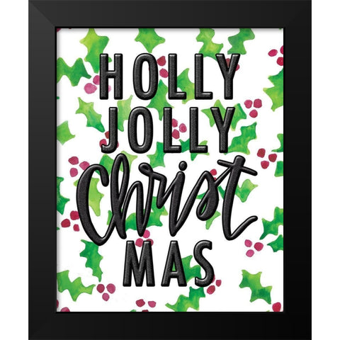 Holly Jolly Black Modern Wood Framed Art Print by Wieners, Valerie