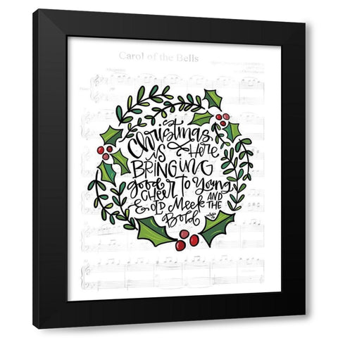 Christmas is Here Black Modern Wood Framed Art Print by Wieners, Valerie
