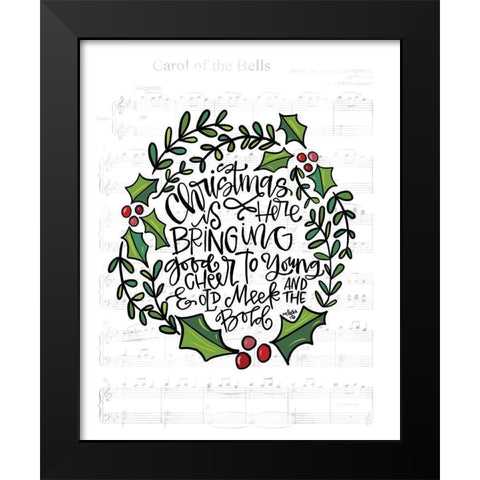 Christmas is Here Black Modern Wood Framed Art Print by Wieners, Valerie