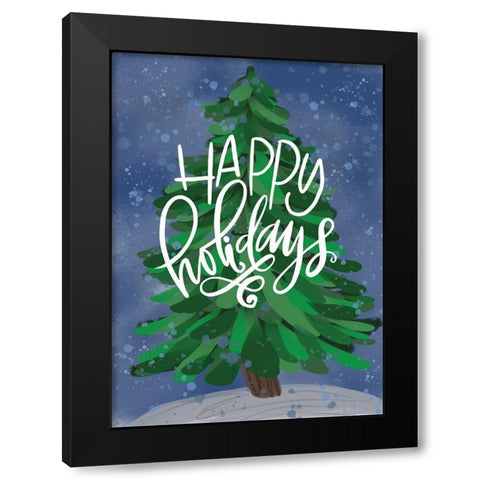 Happy Holidays Black Modern Wood Framed Art Print by Wieners, Valerie